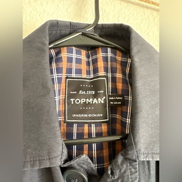 Men’s Topman Rain Over Coat Navy Size Medium - Picture 2 of 4